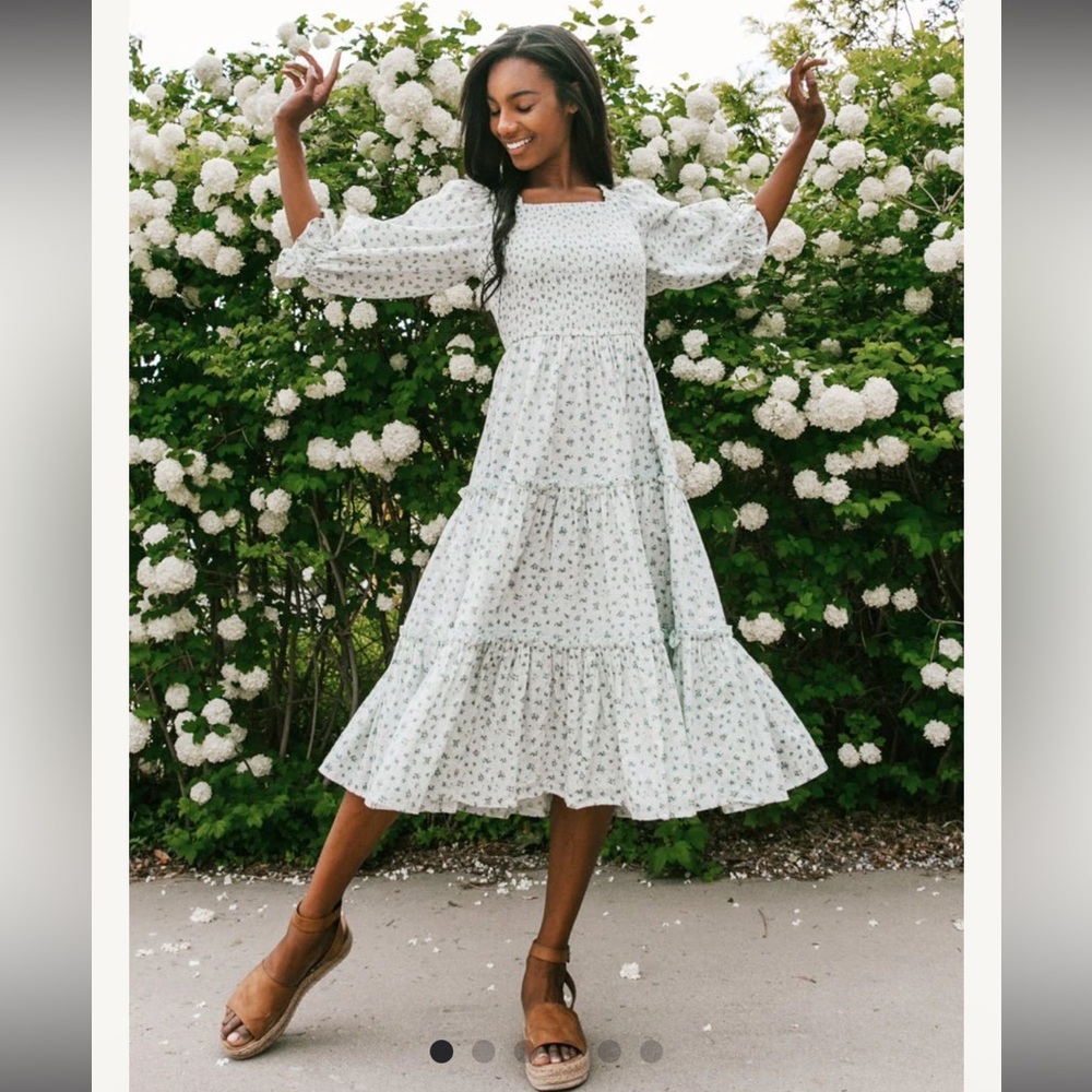 IVY CITY CO MADELINE MIDI DRESS IN BLUE SIZE SMALL